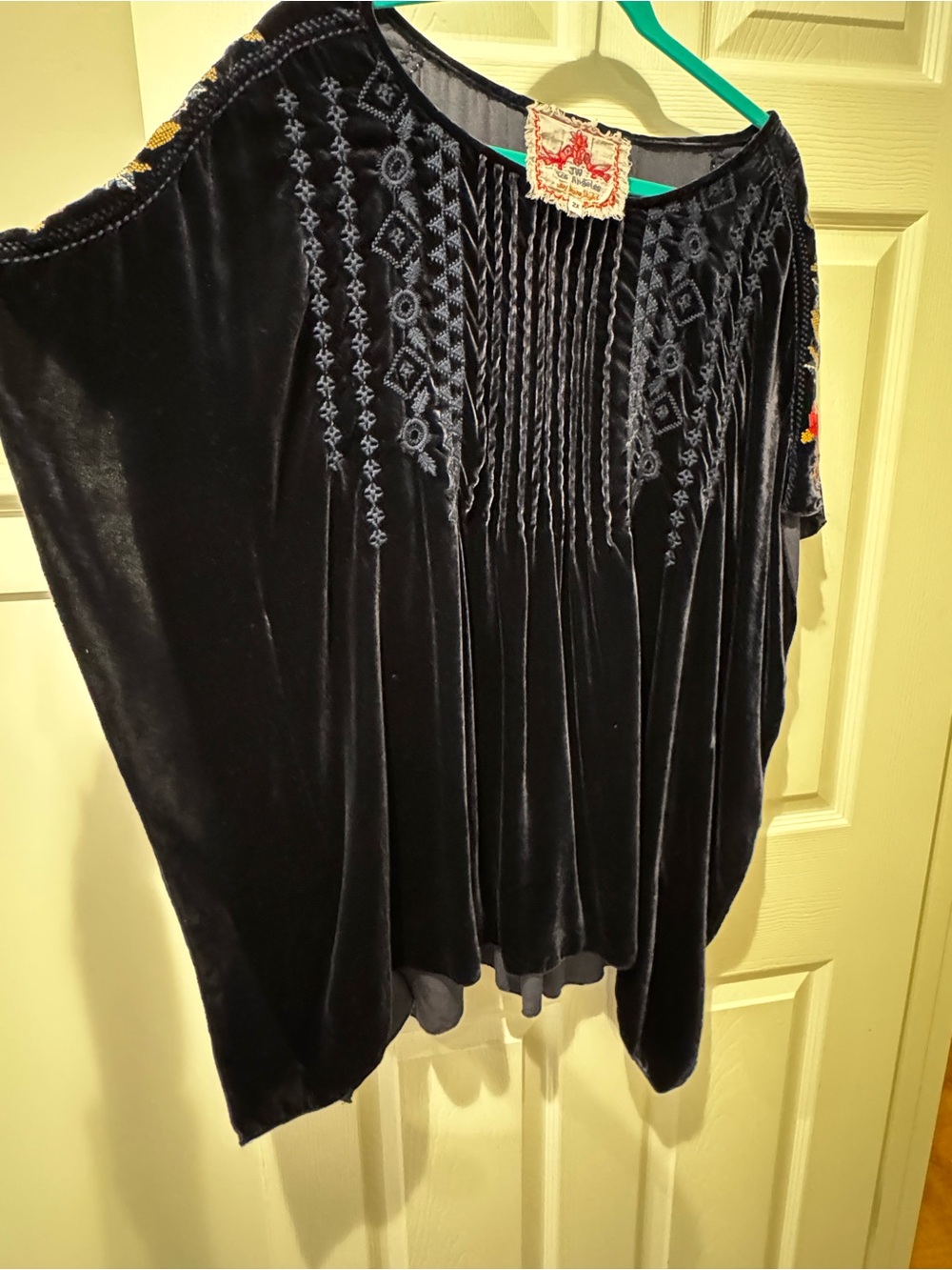 Johnny Was Black Velvet Embroidered Tunic